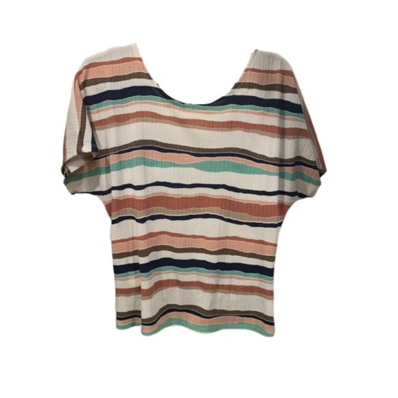 🤩Oversized Twist Back Top, Striped, Pastel Colors - Picture 1 of 6